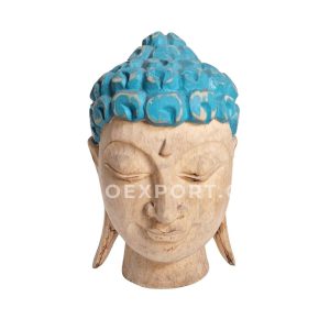 Wooden Buddha Head Table Decoration
