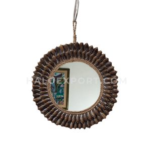 Circle Mirror Wall Hanging Decoration with Olive Shell