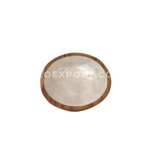 Circle Wooden Bowl Capiz Shell Decoration